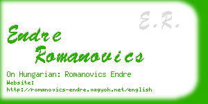 endre romanovics business card